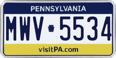 PA license plate MWV5534
