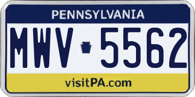 PA license plate MWV5562