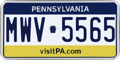 PA license plate MWV5565
