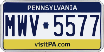 PA license plate MWV5577