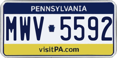 PA license plate MWV5592