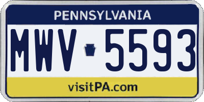 PA license plate MWV5593