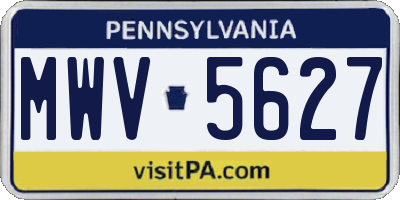 PA license plate MWV5627