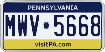 PA license plate MWV5668