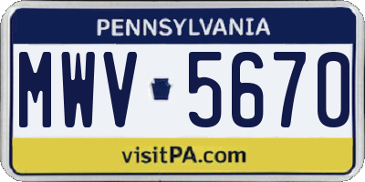 PA license plate MWV5670