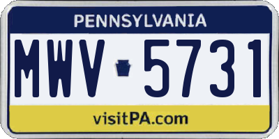 PA license plate MWV5731