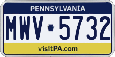 PA license plate MWV5732