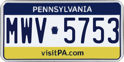 PA license plate MWV5753