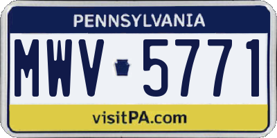 PA license plate MWV5771