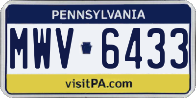PA license plate MWV6433
