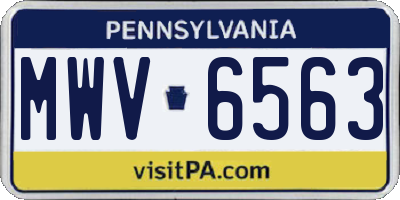 PA license plate MWV6563