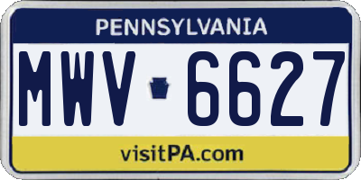 PA license plate MWV6627