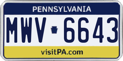 PA license plate MWV6643