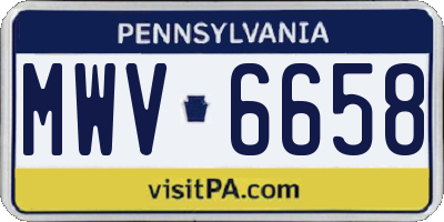 PA license plate MWV6658