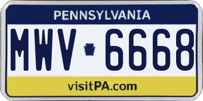 PA license plate MWV6668