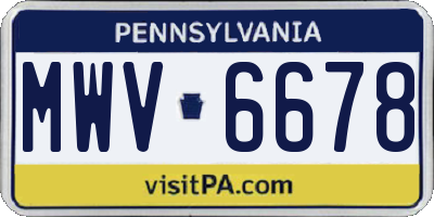 PA license plate MWV6678