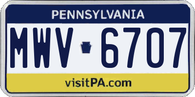 PA license plate MWV6707