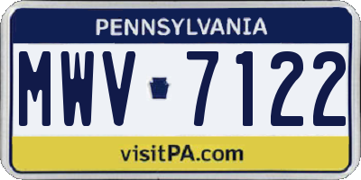 PA license plate MWV7122