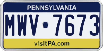 PA license plate MWV7673