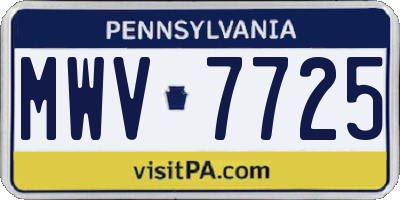 PA license plate MWV7725