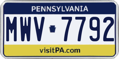 PA license plate MWV7792