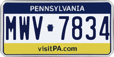 PA license plate MWV7834