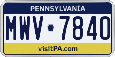 PA license plate MWV7840