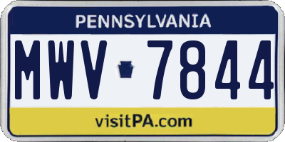 PA license plate MWV7844