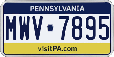 PA license plate MWV7895