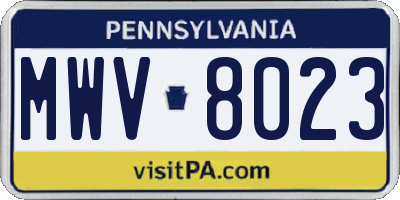 PA license plate MWV8023