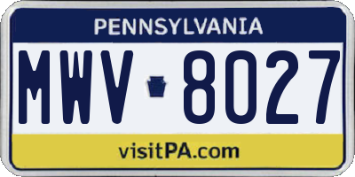 PA license plate MWV8027