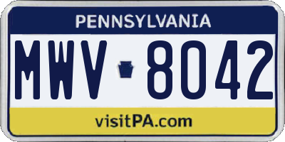 PA license plate MWV8042