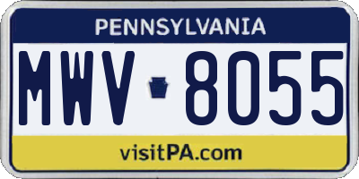 PA license plate MWV8055