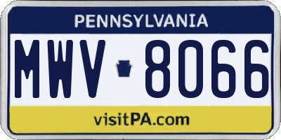 PA license plate MWV8066