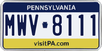 PA license plate MWV8111