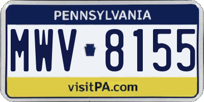 PA license plate MWV8155