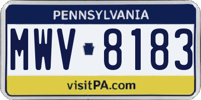 PA license plate MWV8183