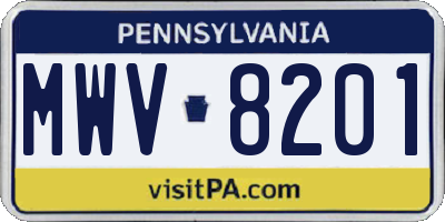PA license plate MWV8201