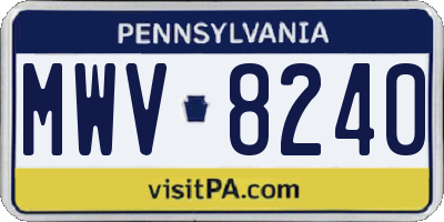 PA license plate MWV8240