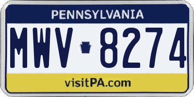 PA license plate MWV8274