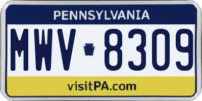 PA license plate MWV8309
