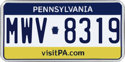 PA license plate MWV8319