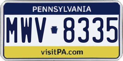PA license plate MWV8335