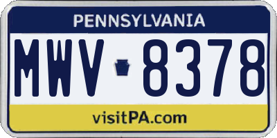 PA license plate MWV8378