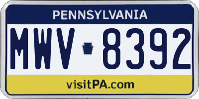 PA license plate MWV8392