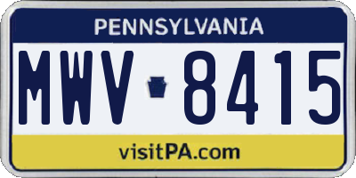 PA license plate MWV8415