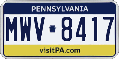 PA license plate MWV8417