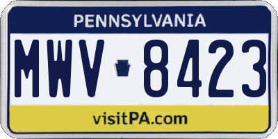 PA license plate MWV8423