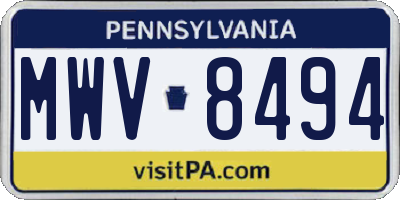 PA license plate MWV8494