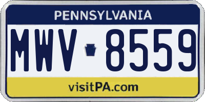 PA license plate MWV8559